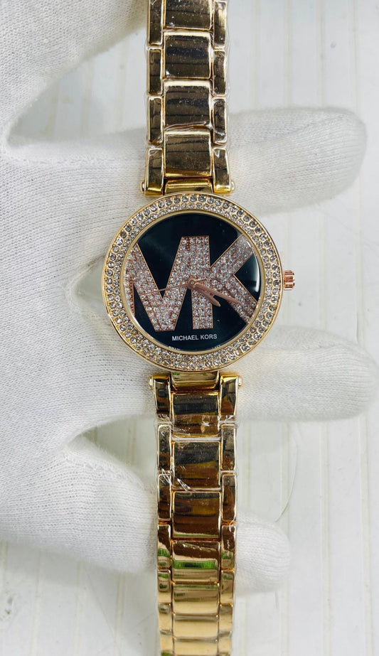Cim Copper Chain Copper Stid Ring KM Black Dial Ladies Watch 990306