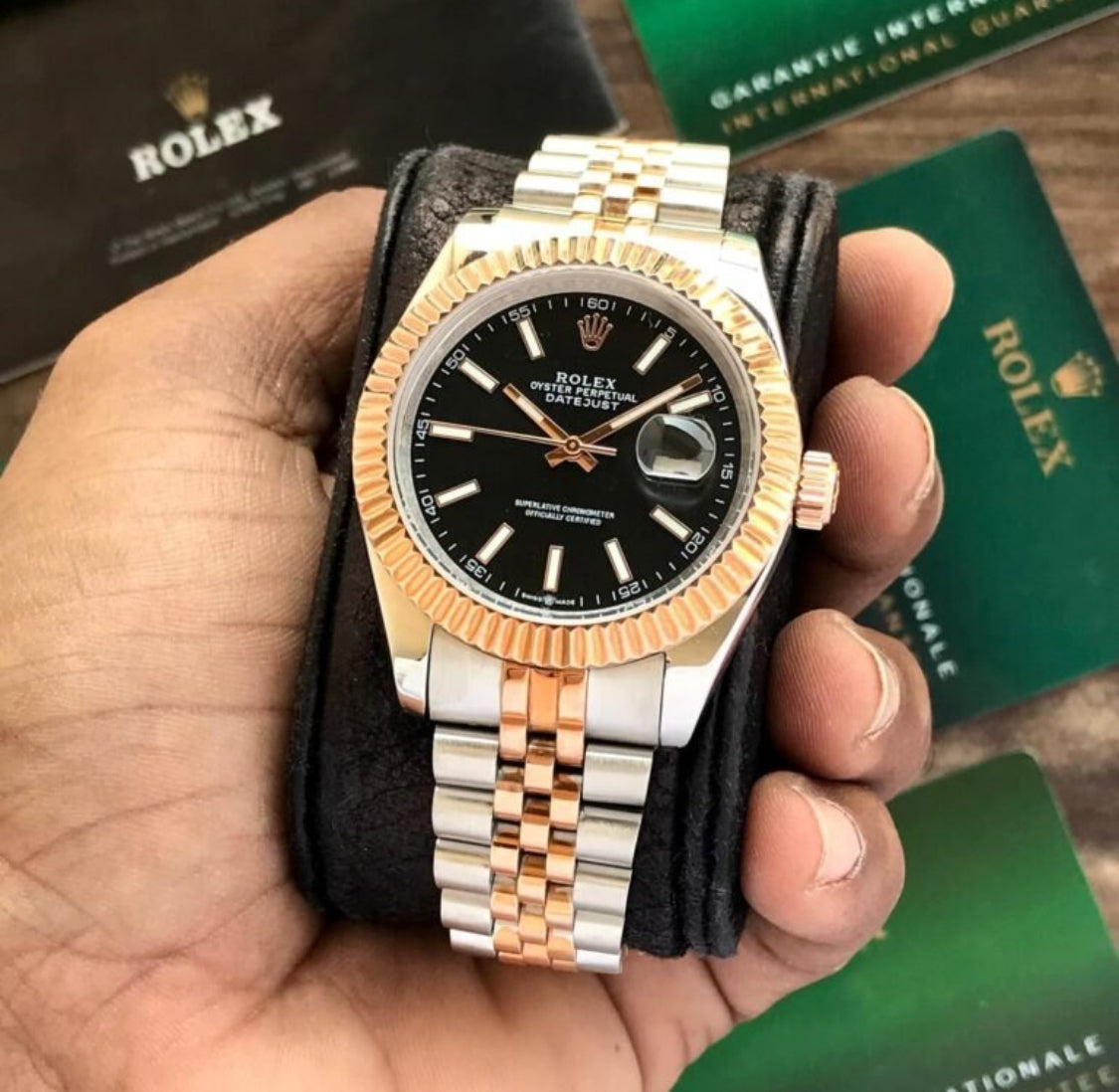 LOR ROL Black Dial Double Tone Japanese Automatic Men Watch 990610