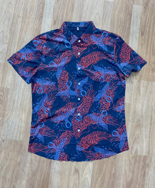 Navy Blue Colour With Red wings Design Printed Half Sleeve Shirt 8805