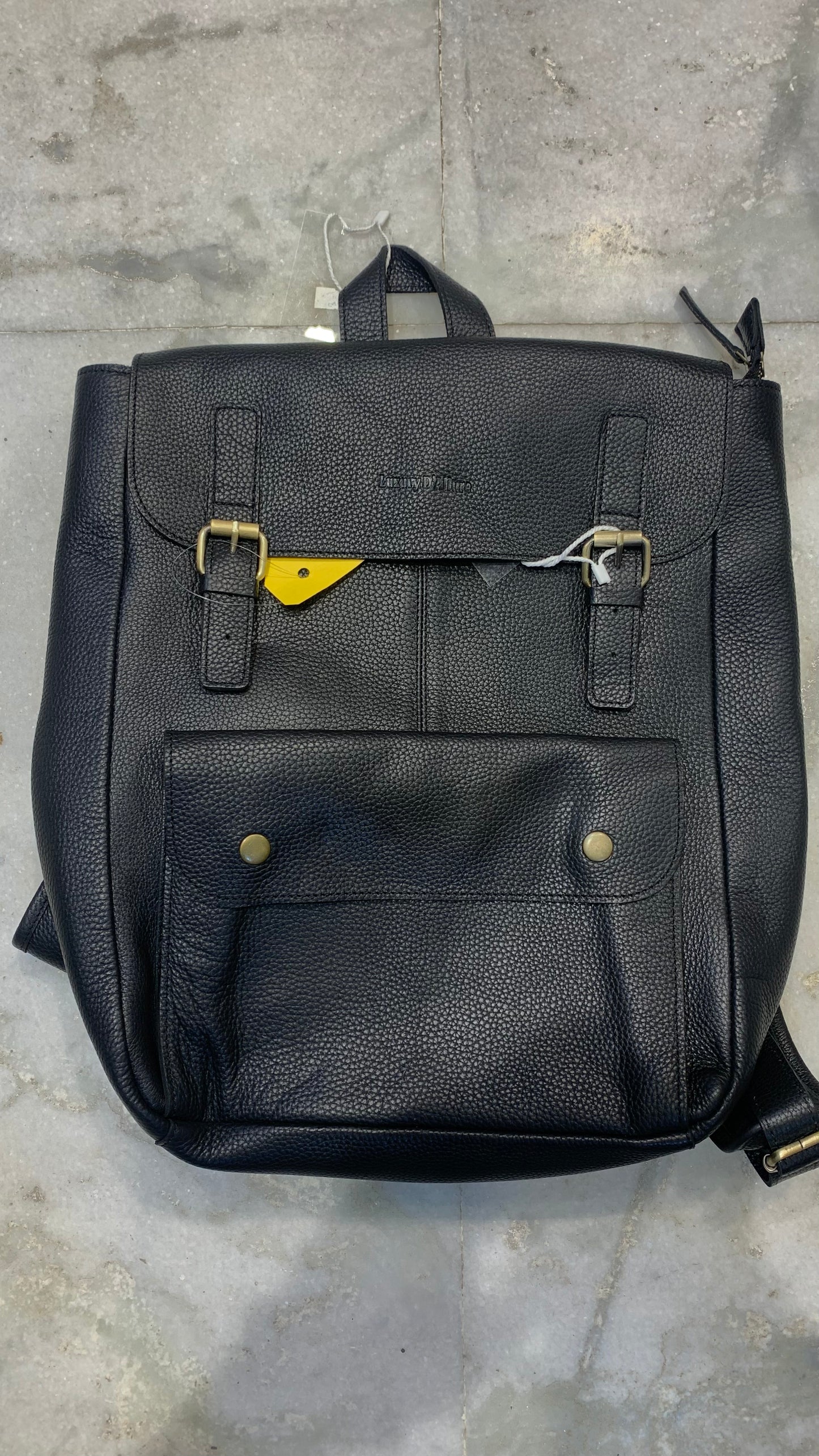 Black LDA Genuine Leather Unisex Backpack 988087