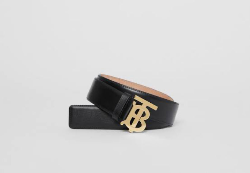 RUB Golden Silver Buckle Black Leather Ladies Belt 87458
