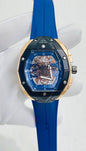 Buh Blue Silicon Strap Copper Black Ring Diamond Dial 989817
