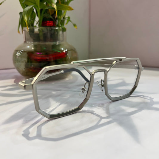 Yam Silver Frame Transparent Shade Heavy Quality Sunglass SUN002