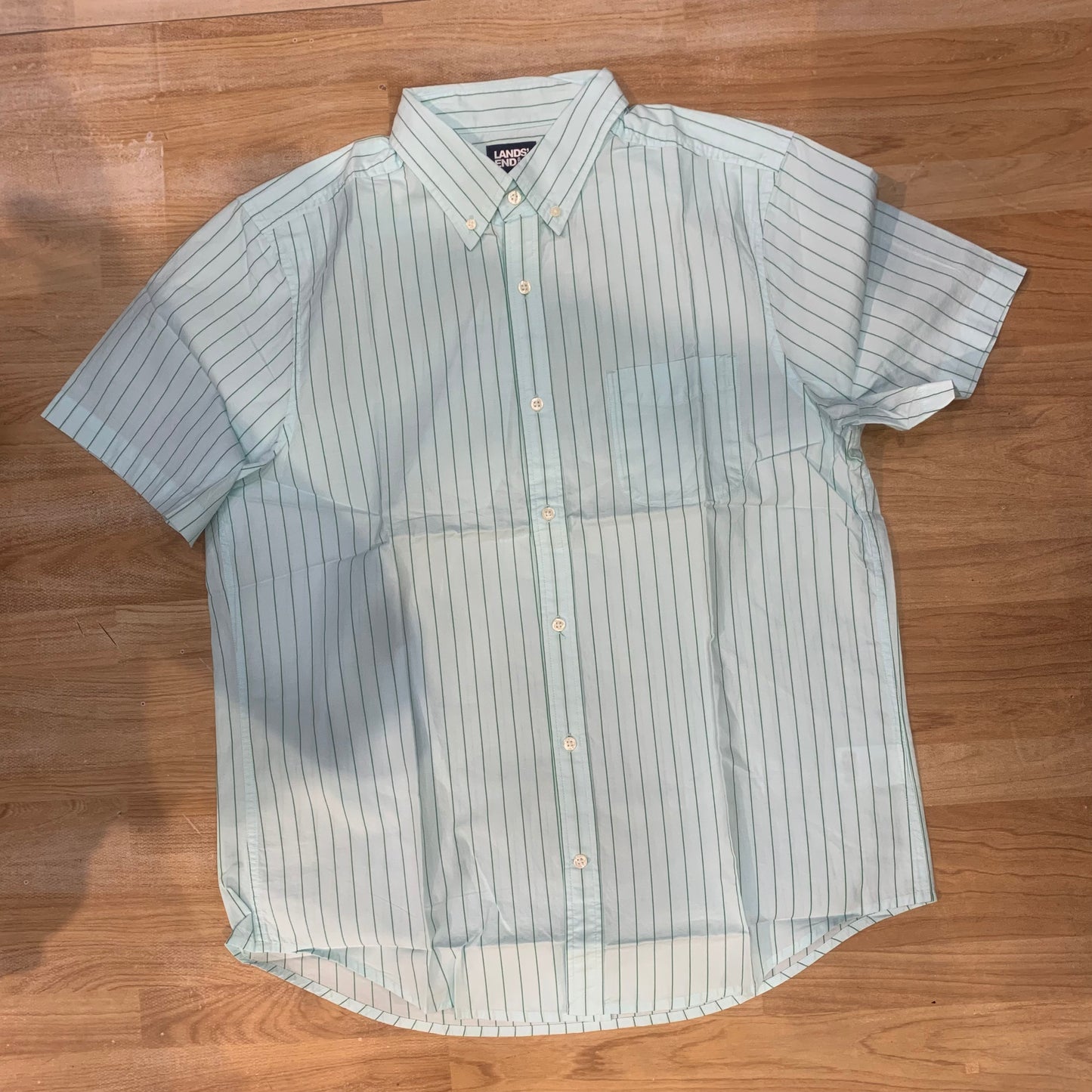 LANDS’ END Sky Green Colour Half Sleeve Cotton Shirt 988854