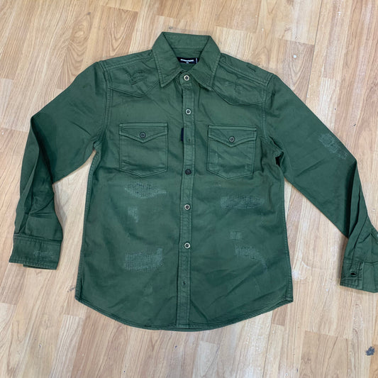 Dsquared Olive Rugged Denim Shirt 80837