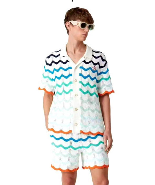 Sac Coord Set Shirt Short Green Orange Blue Pink Yellow 98935