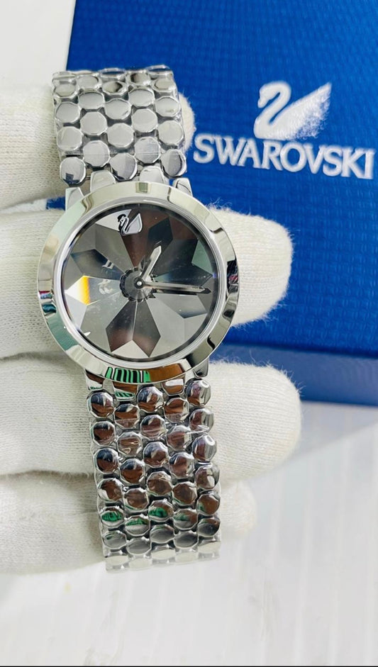 Aws Swa Silver Chain Silver Dial Working Premium Quality Ladies Watch 989856
