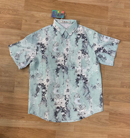 NF STUDIOS Green Colour With Vintage Print Premium Quality Shirt 9305