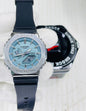Hsg Black Silicone Strap Silver Metal Light Blue Dial Water resistant Sports Men Watch 989510