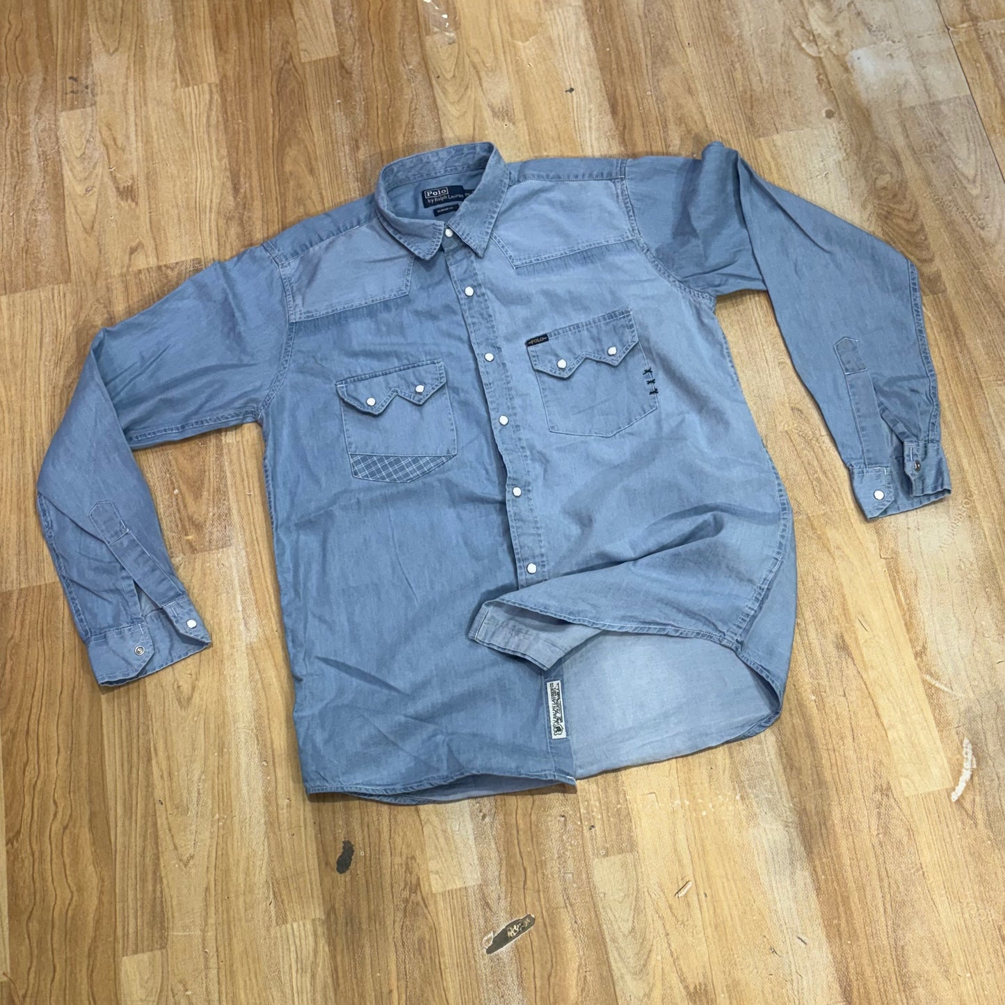 Lop Pol Sky Blue Colour Two Pocket Plain Denim Shirts 988942