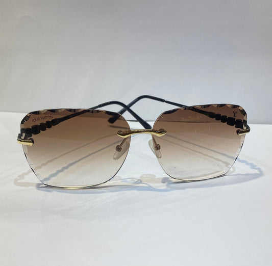 VL UOL Black Frame Brown Shade Unisex Sunglasses 68111 62 12 142