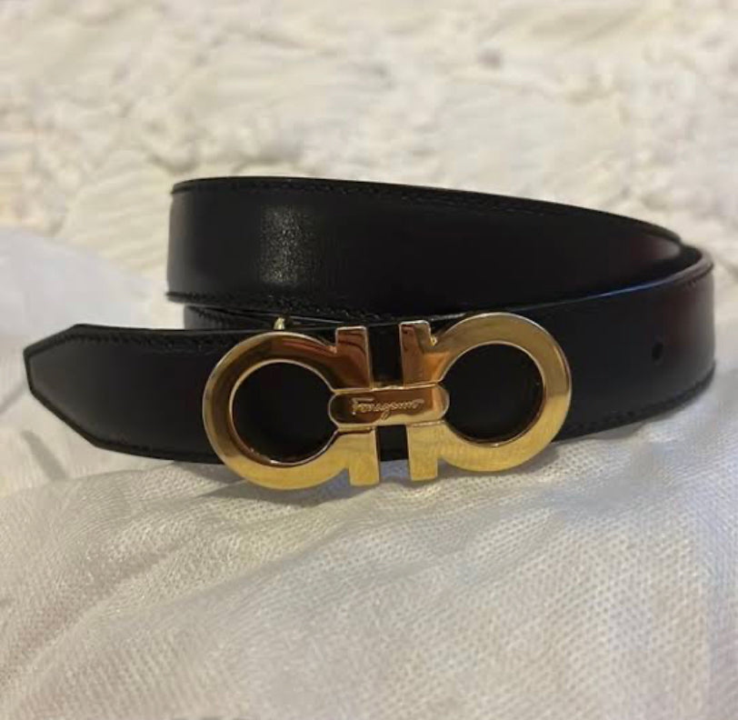 REF Multi Colour Buckle Black Leather Ladies Belt 87471