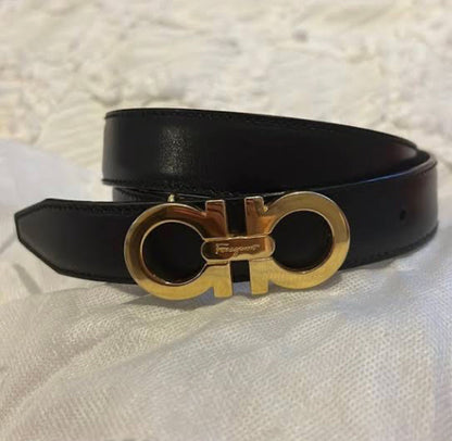REF Multi Colour Buckle Black Leather Ladies Belt 87471