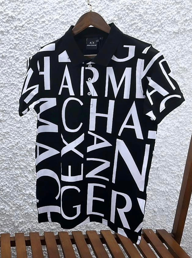MRA Black Colour With Texted Print Collar Tshirt 56405