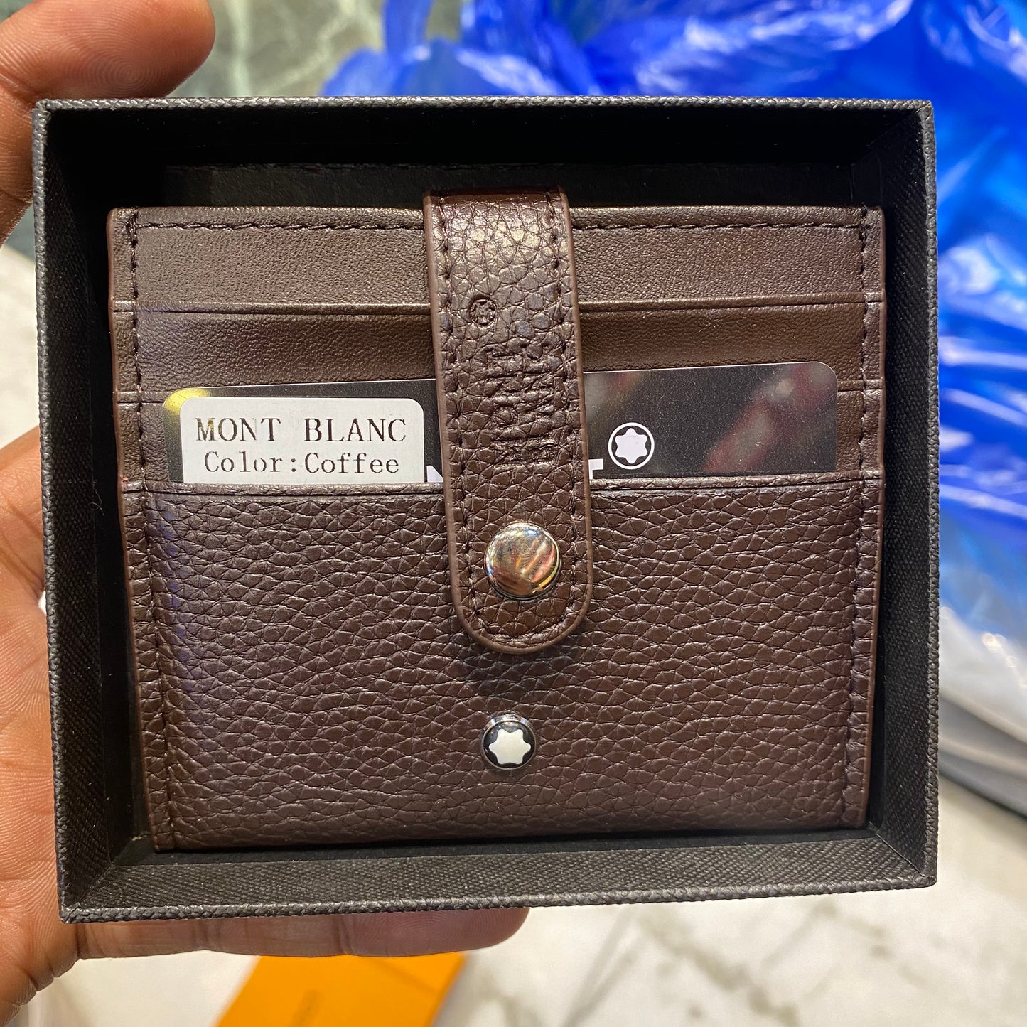 NOM MON Brown Unisex Double Space Card Holder 5006