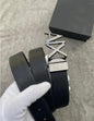 MRA Silver Buckle Black Leather Ladies Belt 87450