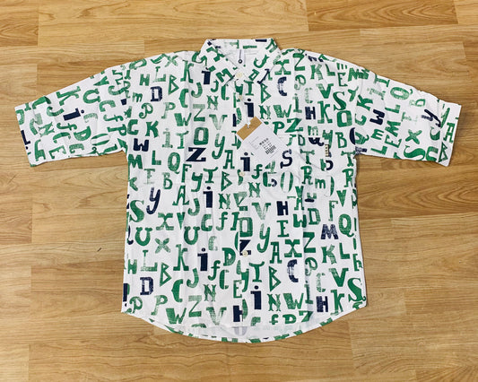 CHAOLIU BOY White Colour A To Z Print Premium Quality Oversize Half Sleeve Shirt 8606