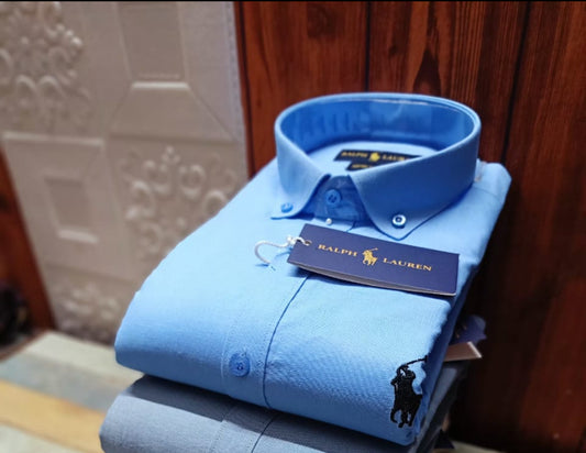 LAR LOP Sky Blue Colour With Plain Design Casual Mens Shirt 8088