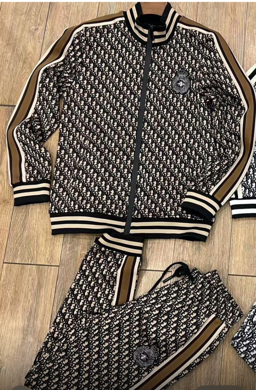 IOD Coat Set Jacket & Lower IOD Print Brown Black Colour Black Brown stripe 8130