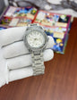 EUG Silver Chain White Stud Dial Chronograph Working Ladies Watch 990245