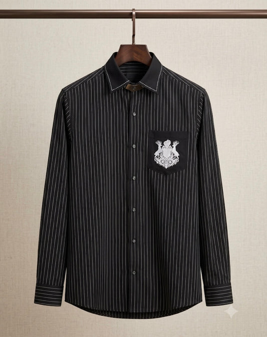 AQUARIUS Black Colour White Lining Premium Quality Full Sleeve Shirt 2626