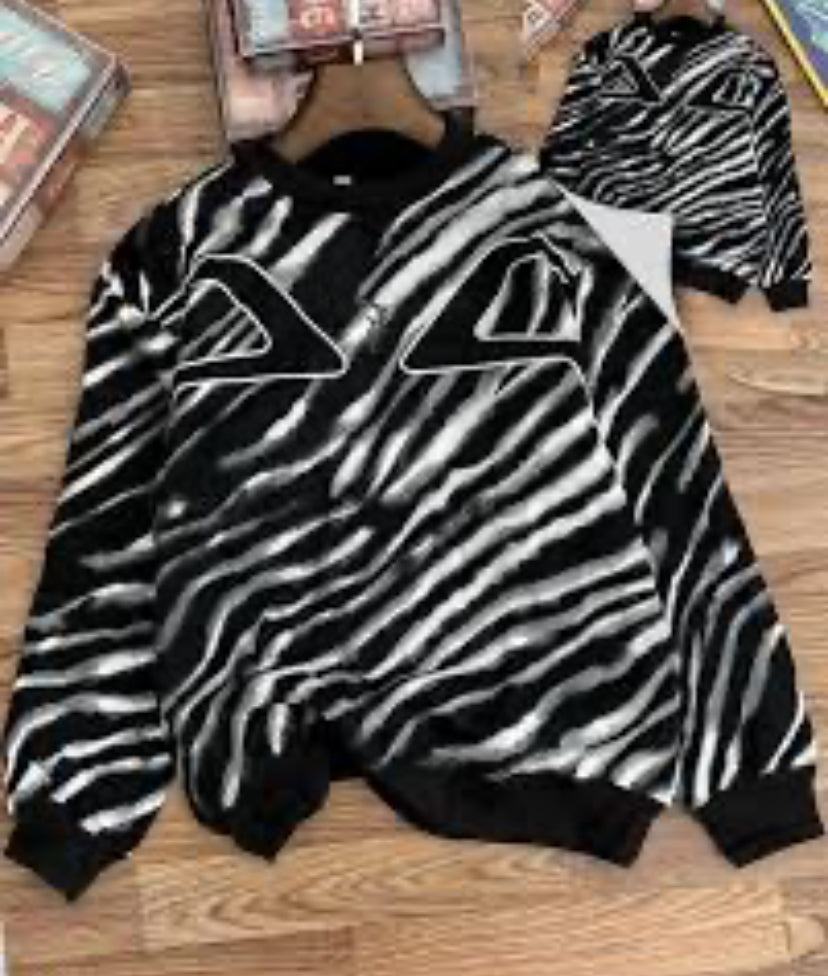 Korean sweatshirt Black White Colour Zebra print 4506
