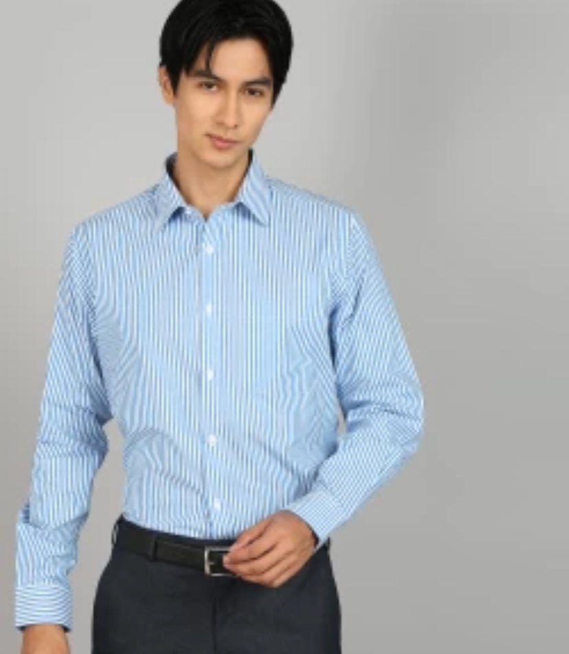 Korean Shirt Blue Colour White stripe Full Sleeve 23311