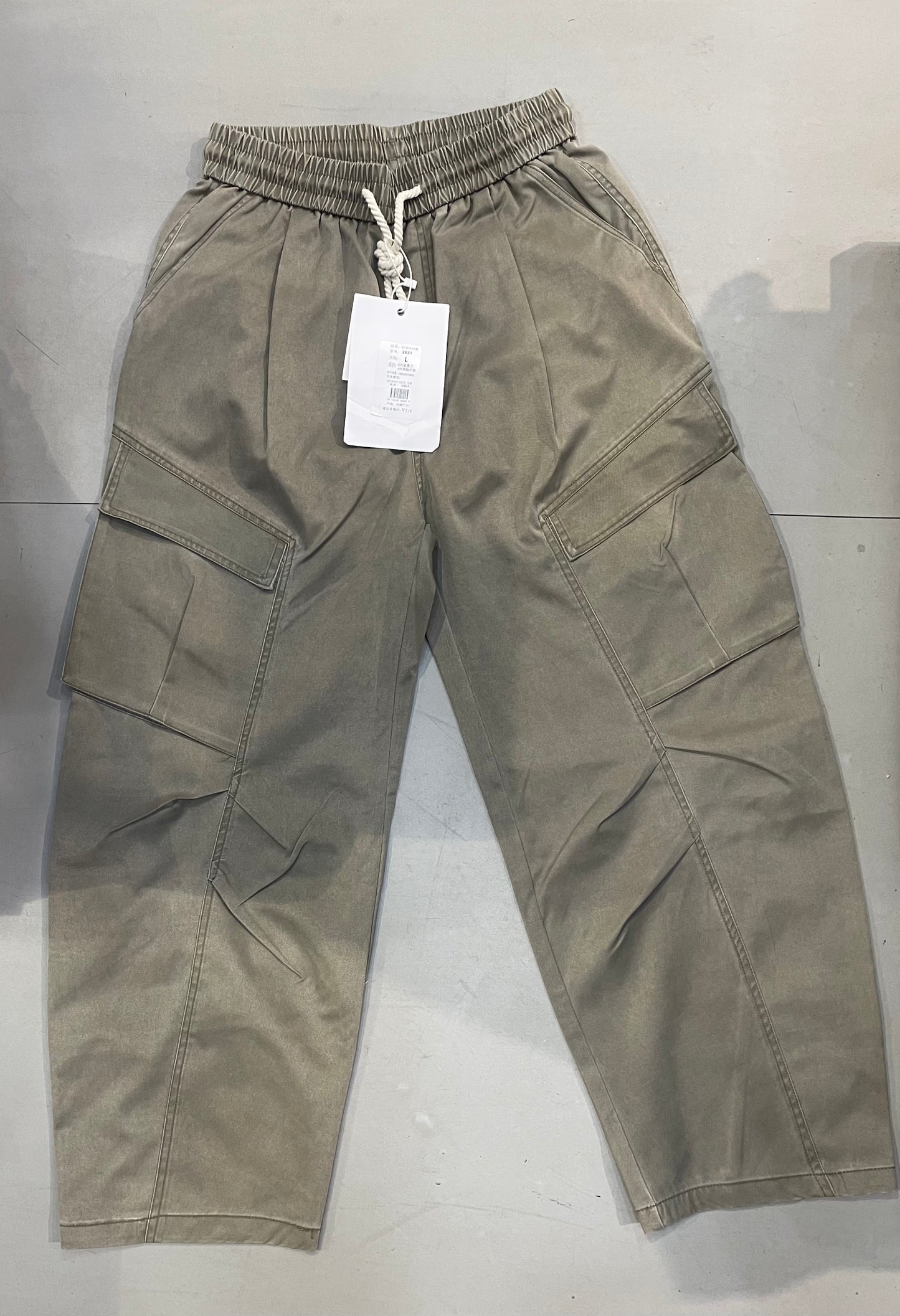 FASHION Korean Style Greenish Grey Baggy Fit Cargo Pants 2821