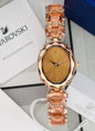 Aws Swa Copper Peach Stud Chain Brown Dial Working Premium Quality Ladies Watch 989860
