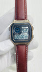 SAC Brown Leather Strap Copper Black Dial Watch digital square Sports Watch 989869