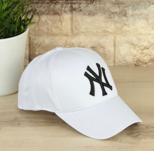 YN White Colour With Black Front Logo Cap 79803