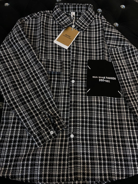 Chaoliu Boy Black Colour White Check Full Sleeve Shirt 977