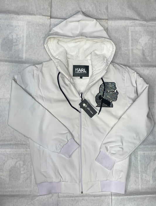 RAK White Colour With Front Diamond Logo Print Premium Quality Hoodie With Puffer Jacket 93304