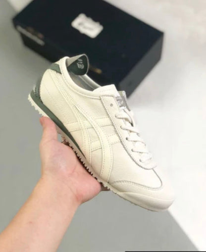 White Colour White Olive Green Stripes Running Sneaker Shoes Tiger 350524