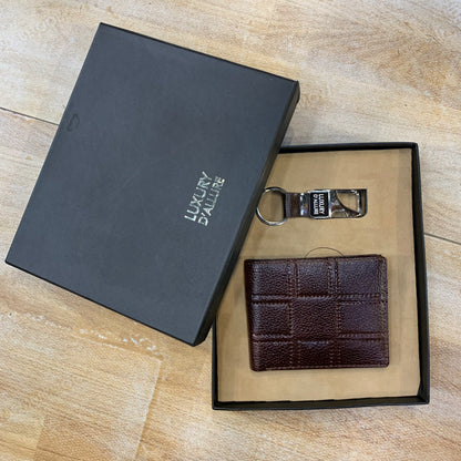 LDA Genuine Leather Men’s Wallet & Key Chain Gift Combo Set CMB-02