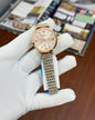 Mra Silver Copper Chain Stud Copper Dial Chronograph ladies Watch 990141