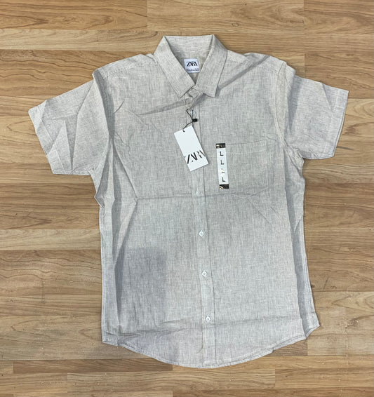 ZR Grey Colour Line Design Half Sleeve Shirt 28032