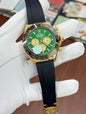 LOR Black Silicon Strap Golden Black Ring Green Dial Automatic Men Watch 990324