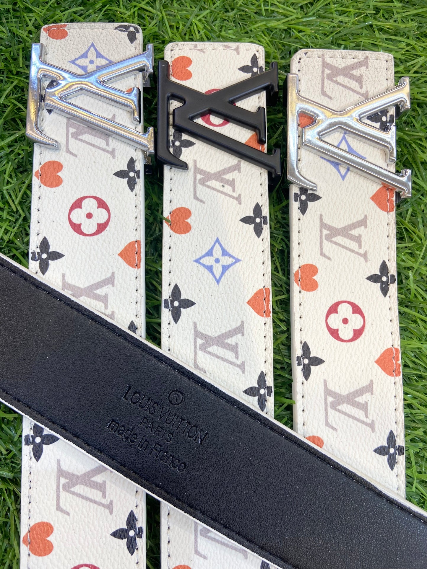 Vl UOL White Colour Multi Print Premium Quality Metal Buckle Men’s Belt 125511