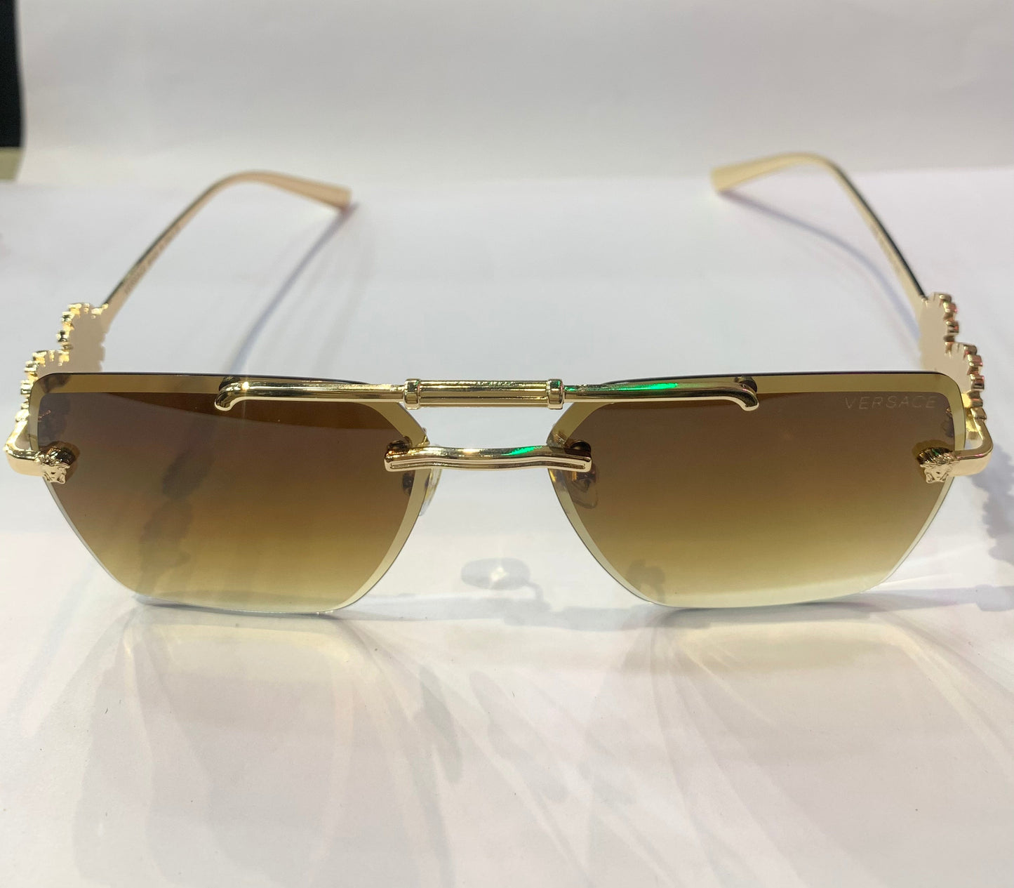 REV Frameless Golden Stick Brown Shade Premium Quality Sunglasses 3095 60 15-141