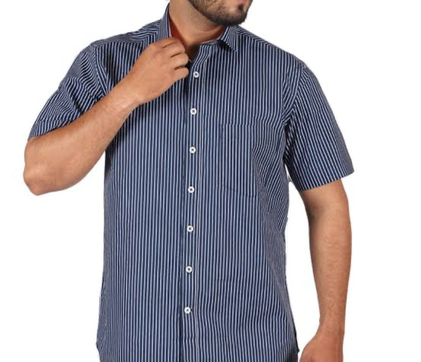 ZR Navy Blue Colour Line Design Half Sleeve Shirt 28033