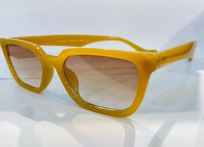 CUG Yellow Frame Brown Shade Premium Quality Unisex Sunglass SUN076