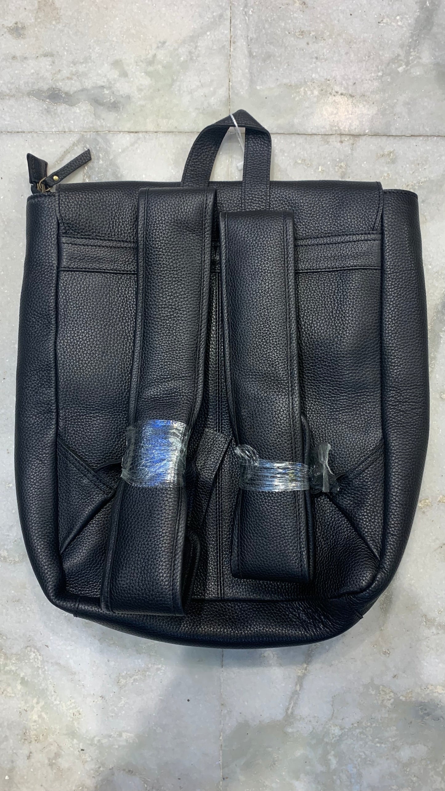 Black LDA Genuine Leather Unisex Backpack 988087