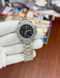 EUG Silver Chain Black Stud Dial Chronograph Working Ladies Watch 990244
