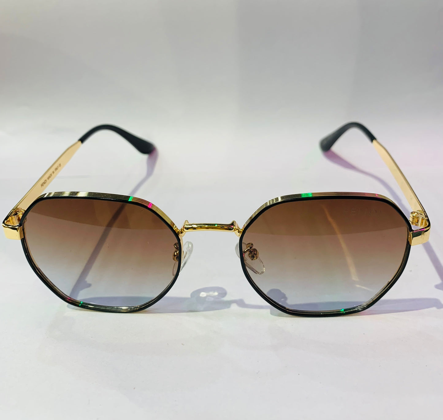 NEF Golden Frame Brown Shade Unisex Premium Quality Sunglass 2385 53 19-142