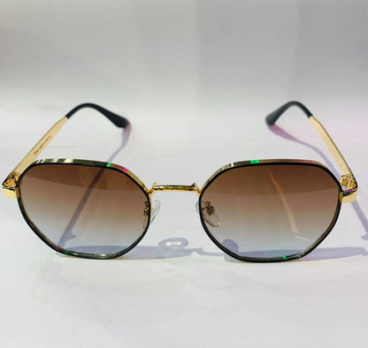 NEF Golden Frame Brown Shade Unisex Premium Quality Sunglass 2385 53 19-142
