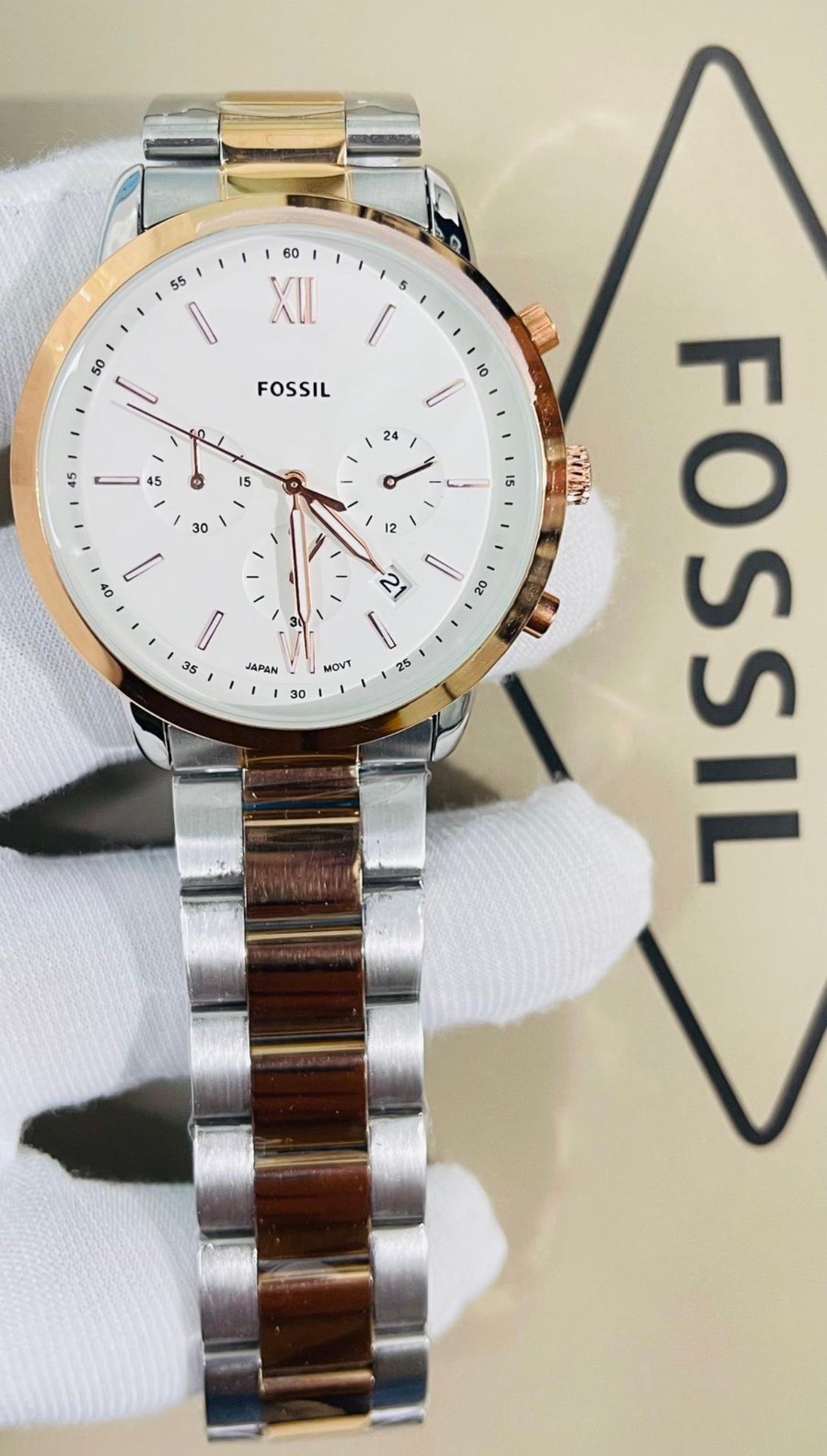 Sof Silver Copper Chain White Copper Dial Chronograph Working Men Watch 990030