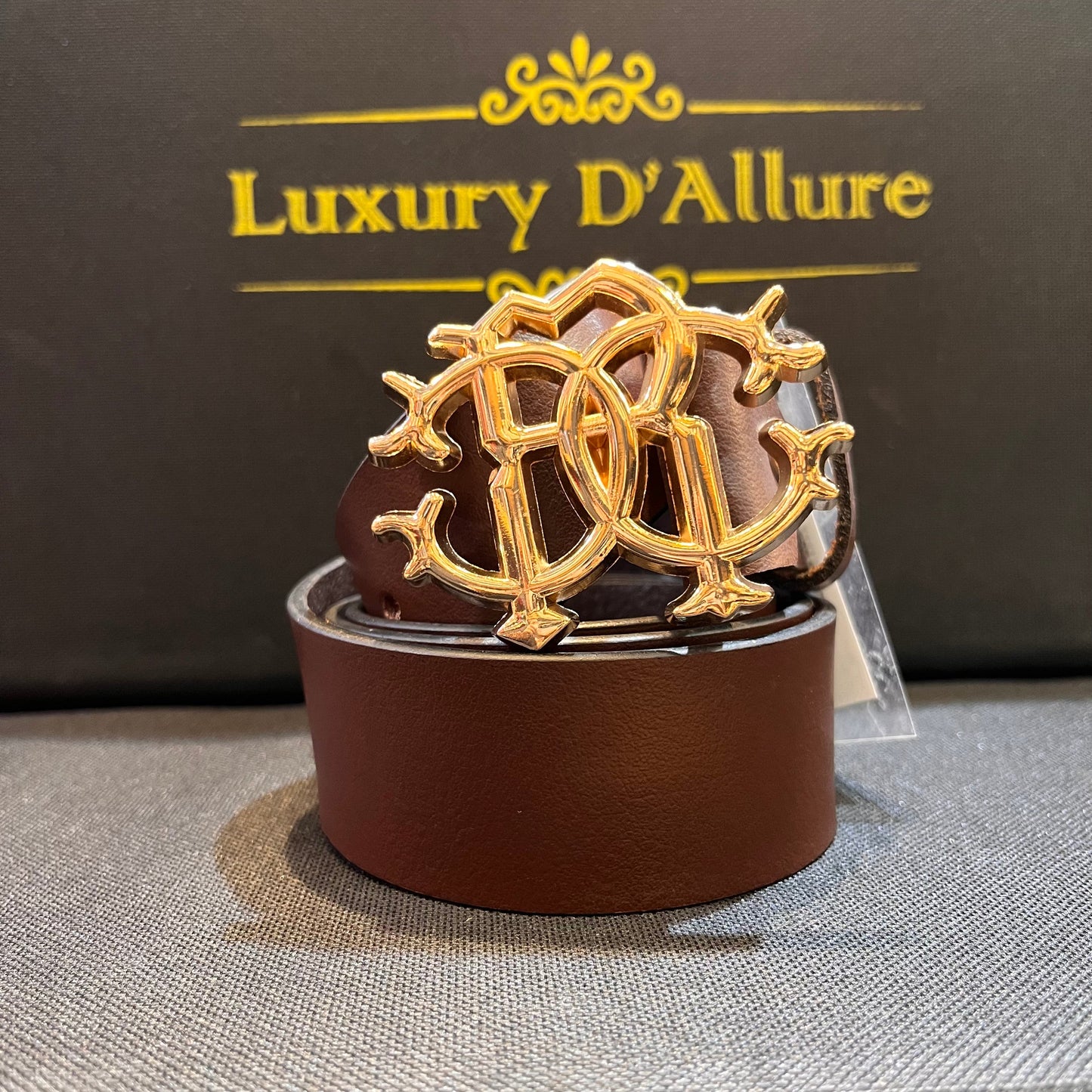 Rc Cr Brown Strap Gold Buckle Men’s Belt 64660