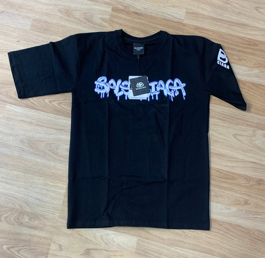 LAB Black Colour With Front Print Premium Quality Drop Shoulder Tshirt 95204