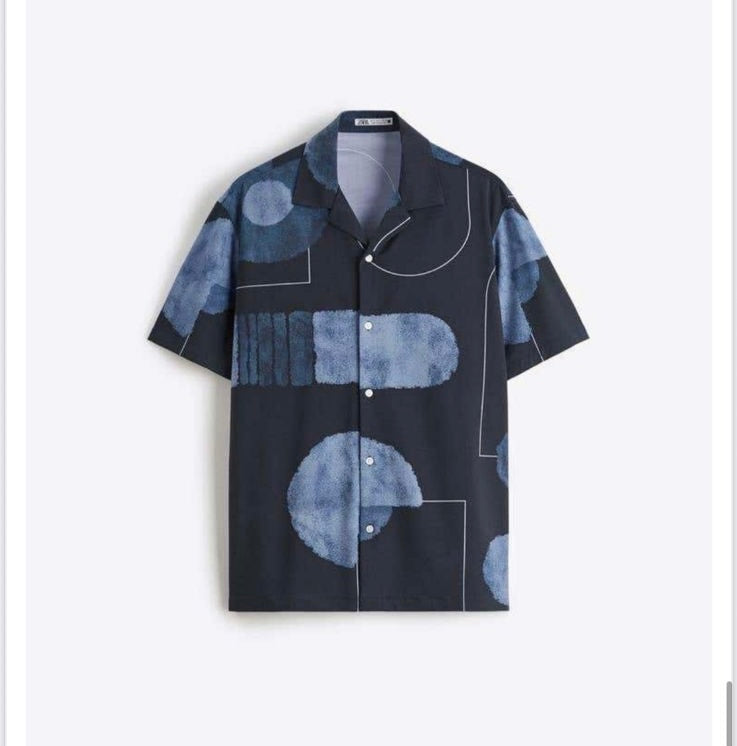LDA Black Colour Blue Print Half Sleeve Men’s Shirt 989594